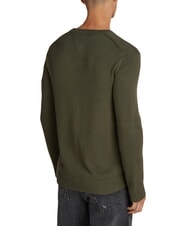 TOMMY HILFIGER TH JEANS  Guler rotund din bumbac verde oboseală - Pulovere pentru bărbați - 2