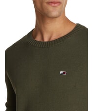 TOMMY HILFIGER TH JEANS  Guler rotund din bumbac verde oboseală - Pulovere pentru bărbați - 3