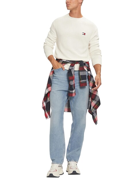 TH JEANS  Pulover cu guler rotund alb antic - Pulovere pentru bărbați