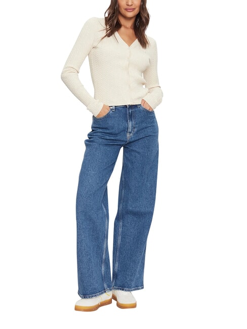 TH JEANS Cardigan cu m&acirc;necă lungă melanj alb antic - Pulovere pentru femei