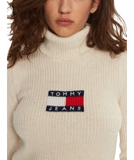 TOMMY HILFIGER TH JEANS Pulover cu guler &icirc;nalt melanj alb antic - Pulovere pentru femei - 4