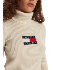 TOMMY HILFIGER TH JEANS Pulover cu guler &icirc;nalt melanj alb antic - Pulovere pentru femei - 5