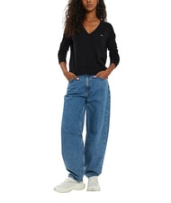TOMMY HILFIGER TH JEANS Pulover cu decolteu &icirc;n V negru - Pulovere pentru femei - 4