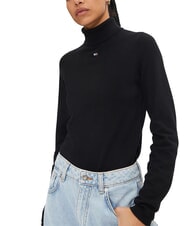 TOMMY HILFIGER TH JEANS Pulover cu guler &icirc;nalt negru - Pulovere pentru femei - 3