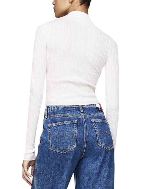 TH JEANS Pulover cu fermoar complet alb antic - Pulovere pentru femei