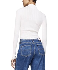 TOMMY HILFIGER TH JEANS Pulover cu fermoar complet alb antic - Pulovere pentru femei - 3