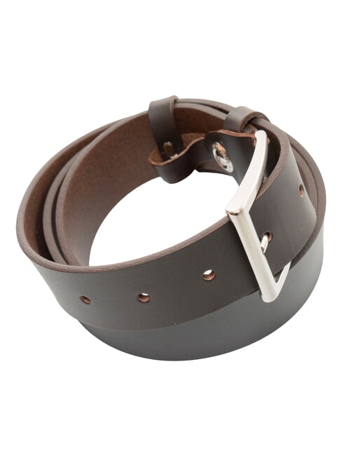DOUBLE LOOP Curea din piele scurtabilă cacao - Curele