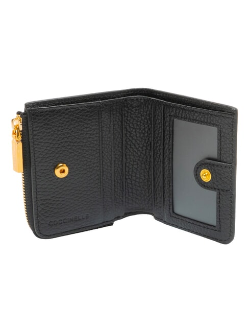 MYRINE Portofel compact din piele negru - Portofele femei