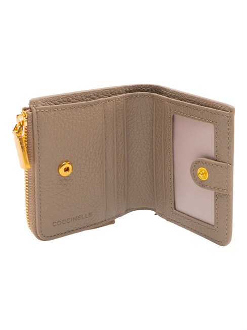 MYRINE Portofel compact din piele taupe cald - Portofele femei