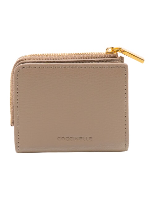 MYRINE Portofel compact din piele taupe cald - Portofele femei