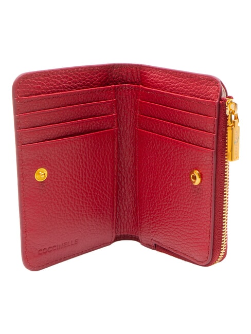 BINXIE Portofel compact din piele sangrie - Portofele femei