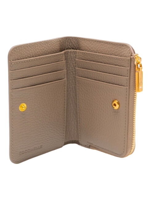 BINXIE Portofel compact din piele taupe cald - Portofele femei