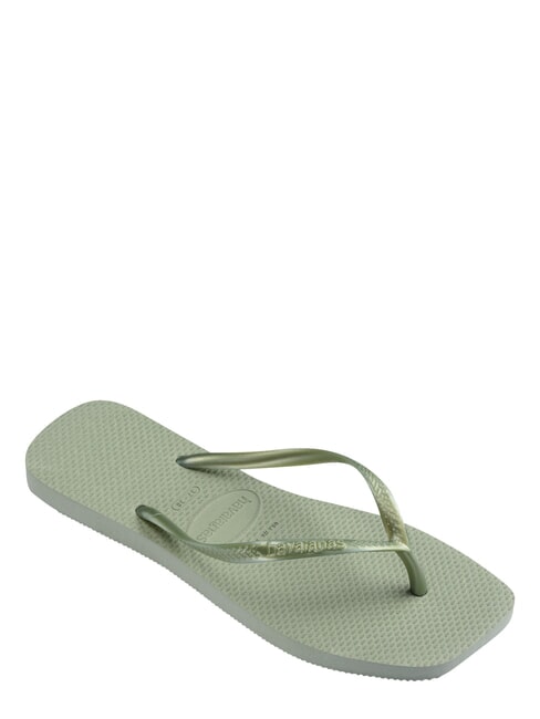 SLIM SQUARE Flip Flops cu v&acirc;rful pătrat verde fum - Pantofi femei