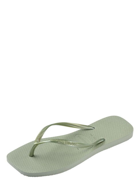 SLIM SQUARE Flip Flops cu v&acirc;rful pătrat verde fum - Pantofi femei
