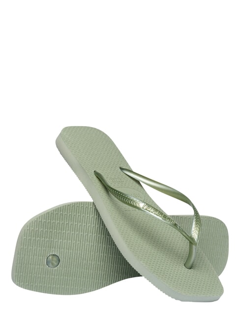 SLIM SQUARE Flip Flops cu v&acirc;rful pătrat verde fum - Pantofi femei