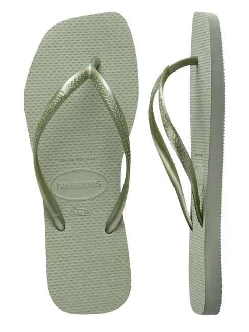 SLIM SQUARE Flip Flops cu v&acirc;rful pătrat verde fum - Pantofi femei