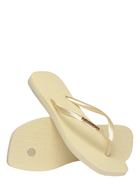 SQUARE LOGO Papuci flip-flop cremă de unt - Pantofi femei