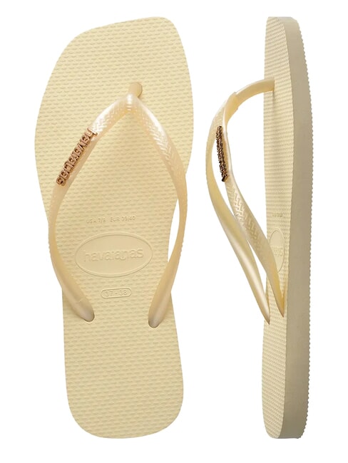 SQUARE LOGO Papuci flip-flop cremă de unt - Pantofi femei