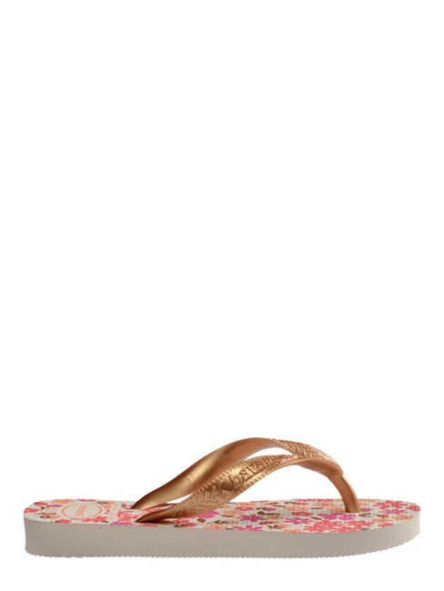 FLORES Papuci flip-flop bej/auriu - Pantofi pentru bebeluși