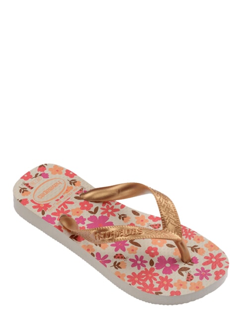 FLORES Papuci flip-flop bej/auriu - Pantofi pentru bebeluși