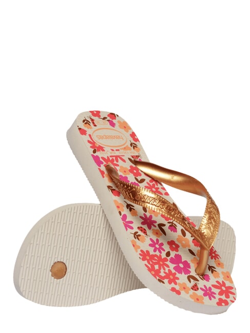 FLORES Papuci flip-flop bej/auriu - Pantofi pentru bebeluși