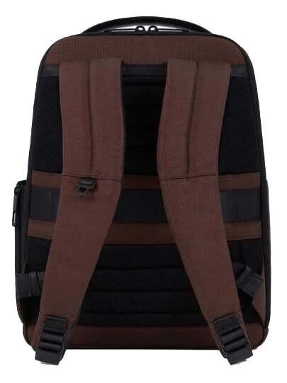 WOLLEM Rucsac din piele și material textil, suport pentru laptop de 14". BROWN - Rucsacuri pentru laptop