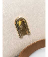 FURLA GARDENIA Geanta husa aparat foto din piele cu imprimeu keria tonuri de perlă și coniac - Genți femei - 4
