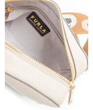 FURLA GARDENIA Geanta husa aparat foto din piele cu imprimeu keria tonuri de perlă și coniac - Genți femei - 6