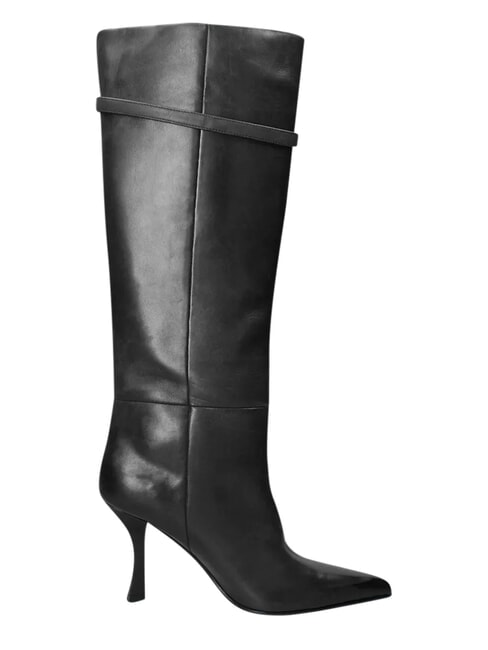 ME25 Cizmă &icirc;naltă, toc de 9 cm, din piele negru - Pantofi femei