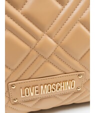 LOVE MOSCHINO QUILTED Geantă de m&acirc;nă, cu curea de umăr cu lanț bej - Genți femei - 3