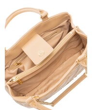 LOVE MOSCHINO QUILTED Geantă de m&acirc;nă, cu curea de umăr cu lanț bej - Genți femei - 4