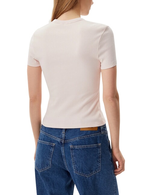 WOVEN LABEL Tricou cu m&acirc;necă scurtă roz - tricou