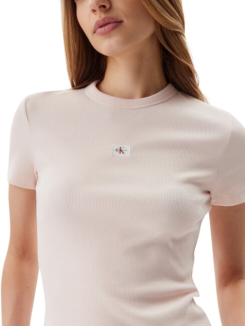WOVEN LABEL Tricou cu m&acirc;necă scurtă roz - tricou