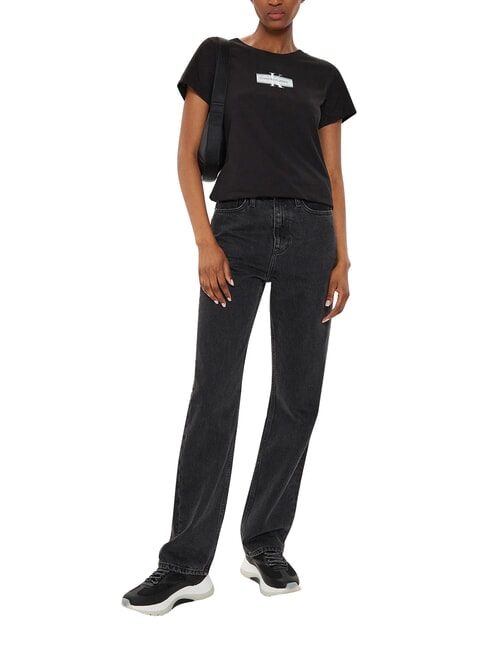 FADED MONOLOGO SLIM Tricou cu m&acirc;necă scurtă negru - tricou
