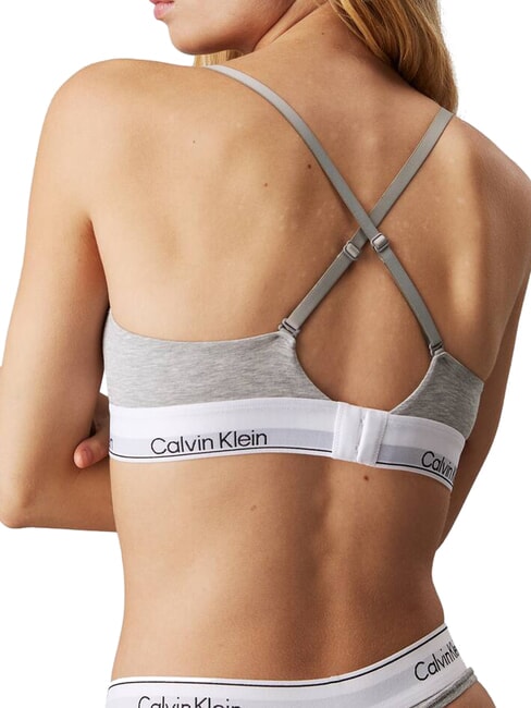 CK Sutien tip bralette din bumbac elastic gri - Lenjerie de corp pentru femei
