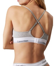 CALVIN KLEIN CK Sutien tip bralette din bumbac elastic gri - Lenjerie de corp pentru femei - 2