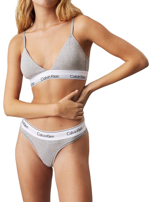 CK Sutien tip bralette din bumbac elastic gri - Lenjerie de corp pentru femei