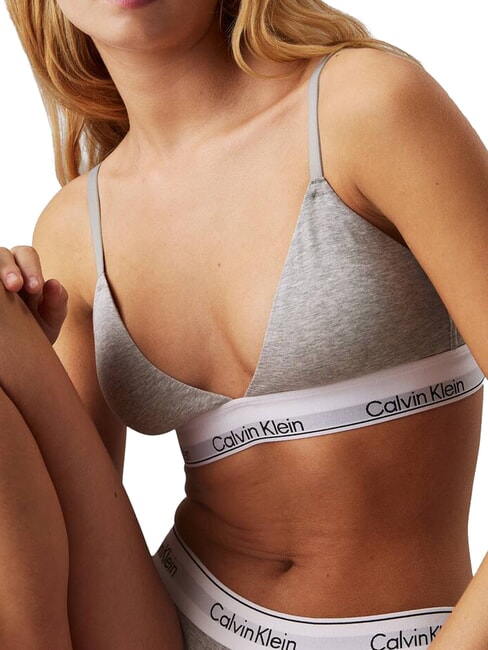 CK Sutien tip bralette din bumbac elastic gri - Lenjerie de corp pentru femei