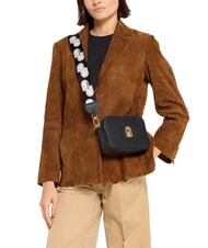 FURLA GARDENIA Geanta husa aparat foto din piele cu imprimeu keria tonuri de negru+gheata - Genți femei - 7