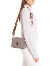 FURLA GARDENIA Geanta husa aparat foto din piele cu imprimeu keria tonuri de taupe + coniac - Genți femei - 5