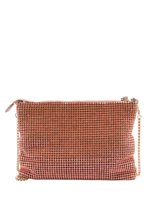 NABILAH Geantă clutch cu strasuri și curea de umăr trandafir - Genți femei