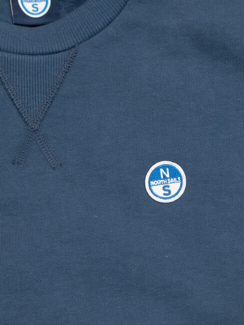 ROUND LOGO Hanorac cu guler rotund din bumbac denim &icirc;nchis la culoare - hanorace