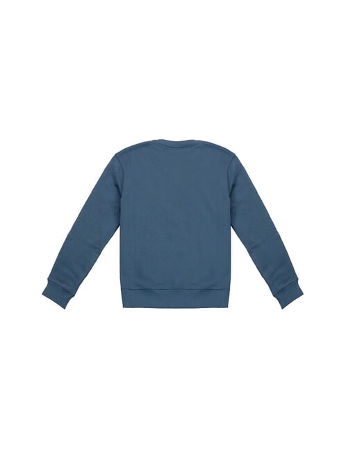 ROUND LOGO Hanorac cu guler rotund din bumbac denim &icirc;nchis la culoare - hanorace