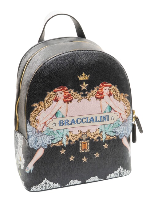 BRITNEY Rucsac cu buzunar dublu negru - Genți femei