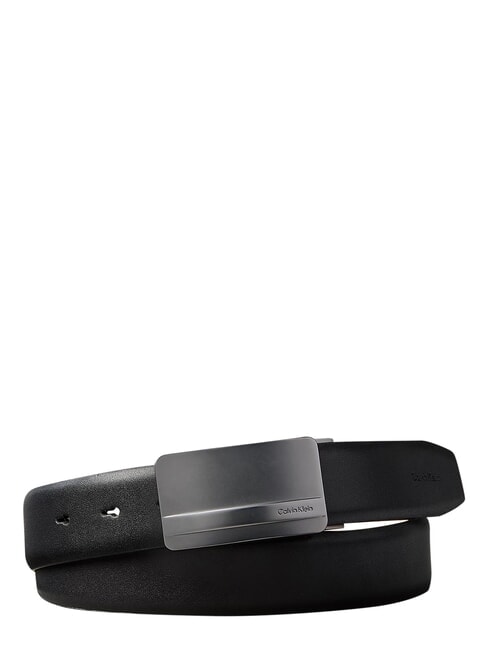 METAL LOGO Curea de piele negru / bronz mat - Curele
