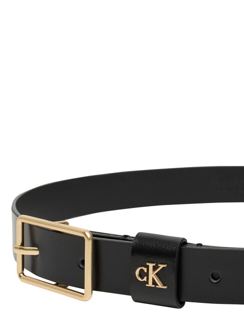 CLASSIC BUCKLE Curea de piele negru / auriu deschis antic - Curele