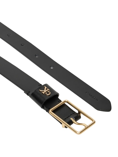 CLASSIC BUCKLE Curea de piele negru / auriu deschis antic - Curele