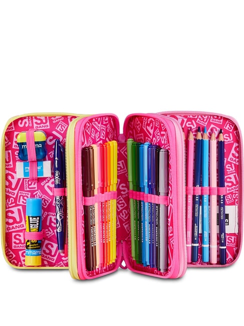 JOYFUL PINS GIRL Penar cu trusă școlară fuxiafluo - Penare și accesorii