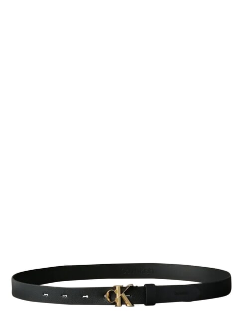 FACTED CK BUCKLE Curea de piele negru / auriu deschis antic - Curele