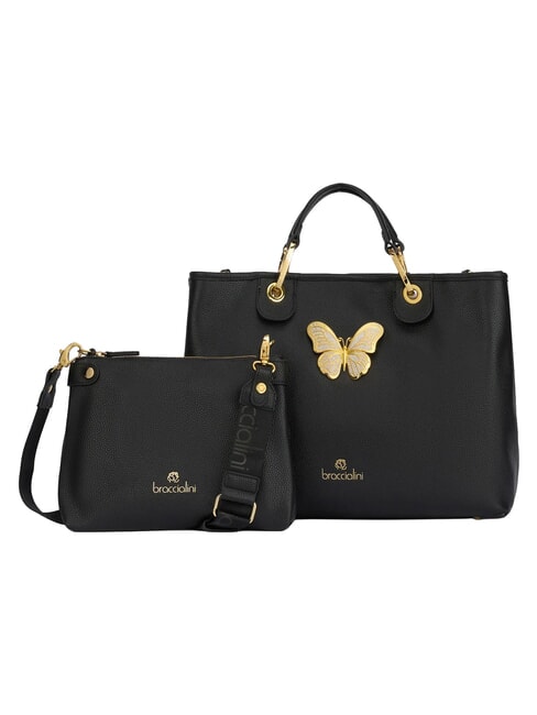 BETH JEWELS Geantă de m&acirc;nă cu m&acirc;ner dublu și curea de umăr negru - Genți femei
